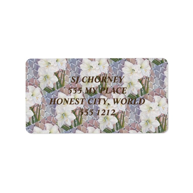 ÉTIQUETTE AMARYLLIS BLANC FLORAL (Devant)