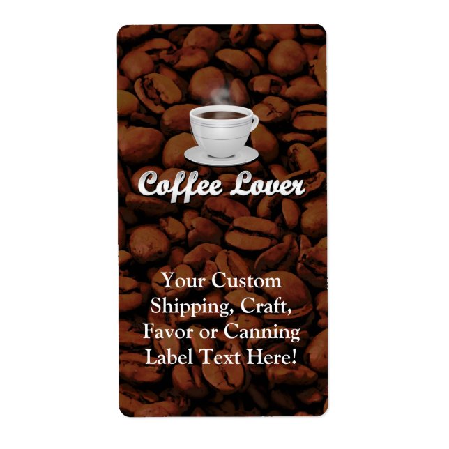 Étiquette Amateur de café, Coupe blanche/haricots Brown (Devant)
