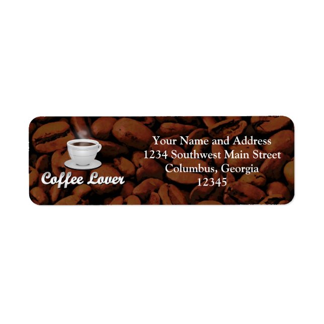 Étiquette Amateur de café, Coupe blanche/haricots Brown (Devant)