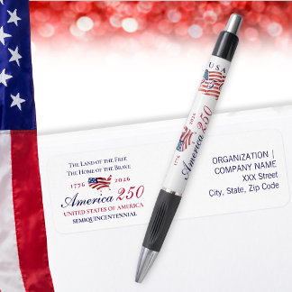 Étiquette America 250 Land of Free Home Brave Blue Patriotic