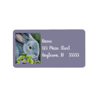 Étiquette American Blue Rabbit en violet aquarelle Art