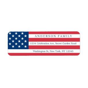 Étiquette American Flag USA 4 juillet Adresse patriotique