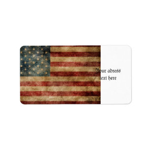 Étiquette americana rustique, drapeau des Etats-Unis,