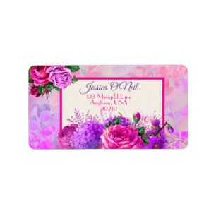 Étiquette Amethyst Raspberry Floral Mariage Return Adresse :
