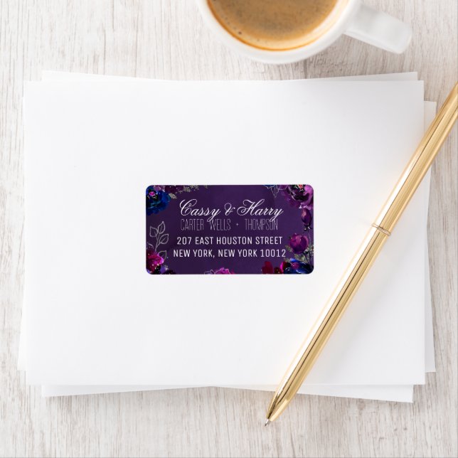 Étiquette Amethyst Sapphire Jewel Tone RSVP Mail Retour (En situation)