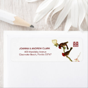 Étiquette Amour Flourissant Oiseaux & Fleurs Mariage chinois