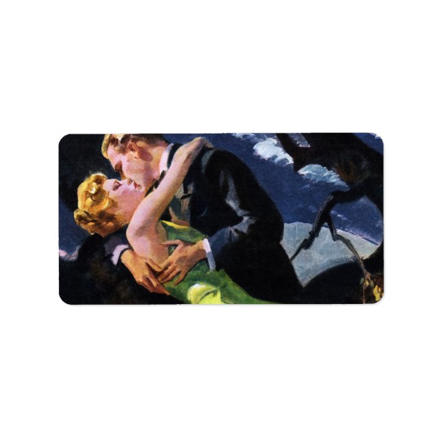 Étiquette Amour vintage et romance, Baiser romantique (Devant)