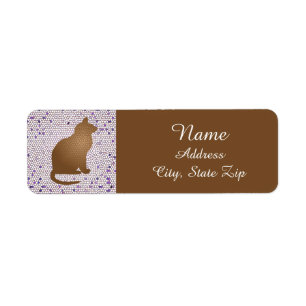 Étiquette Amoureux des chats Mosaic Purple Propriétaire d'an