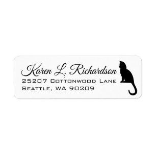 Étiquette Amoureux des chats Sitting Chat noir Silhouette Ad