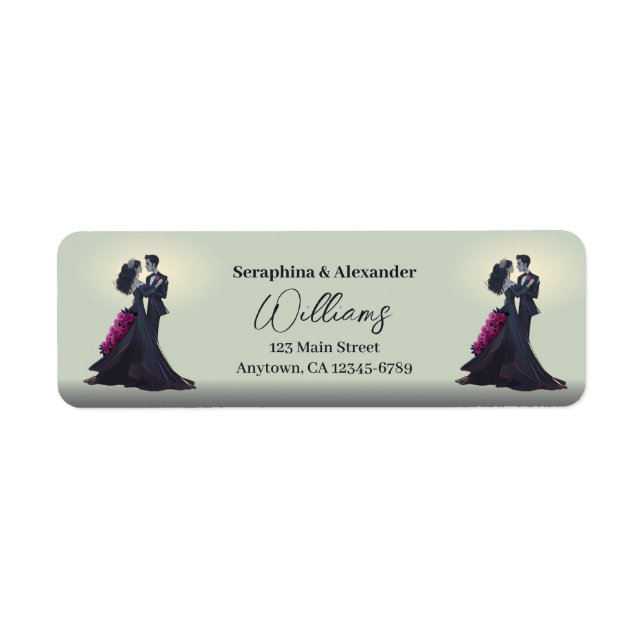Étiquette Amoureux romantiques gothiques Mariage élégant (Devant)