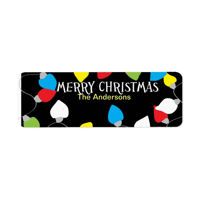 Étiquette Ampoules de Noël - autocollants d'adresse (Devant)