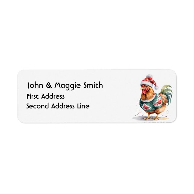 Étiquette Amusants Noël Poulet Animal Nature Art (Devant)