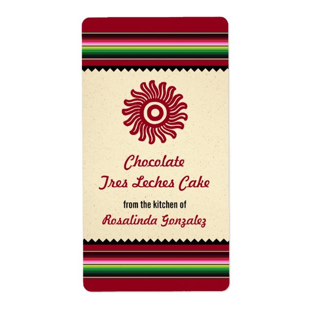 Étiquette Ancien Mexicain Serape cuisine (Devant)