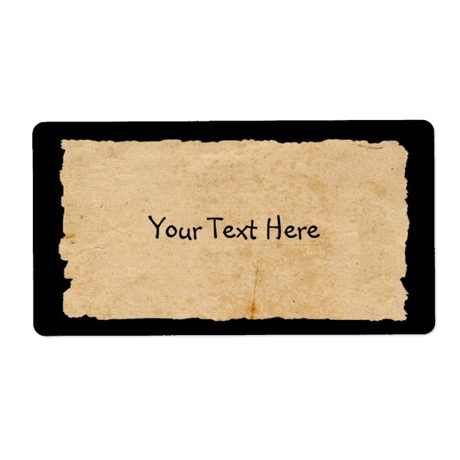 Étiquette Ancien Papier Sur Noir Rectangulaire (Devant)