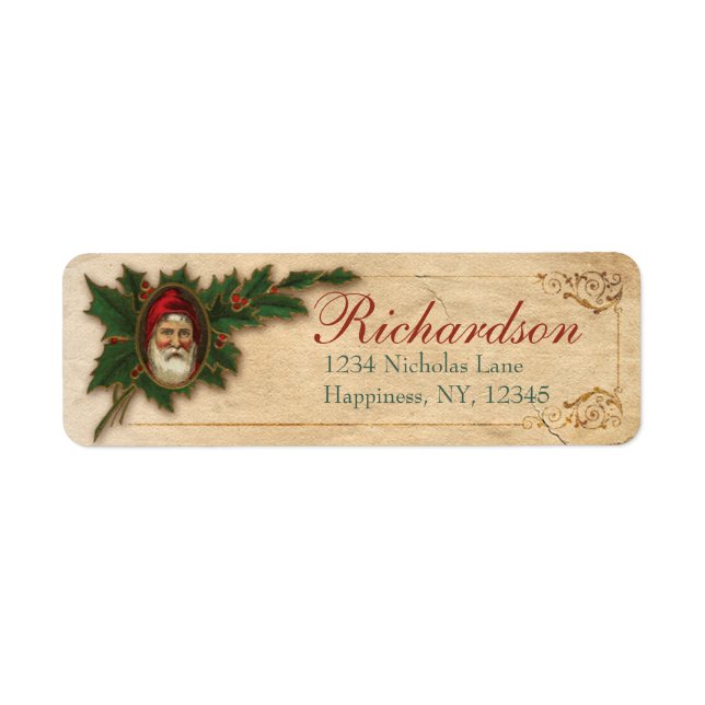 Étiquette Ancien Victorien Père Noël St. Nick Noël (Devant)