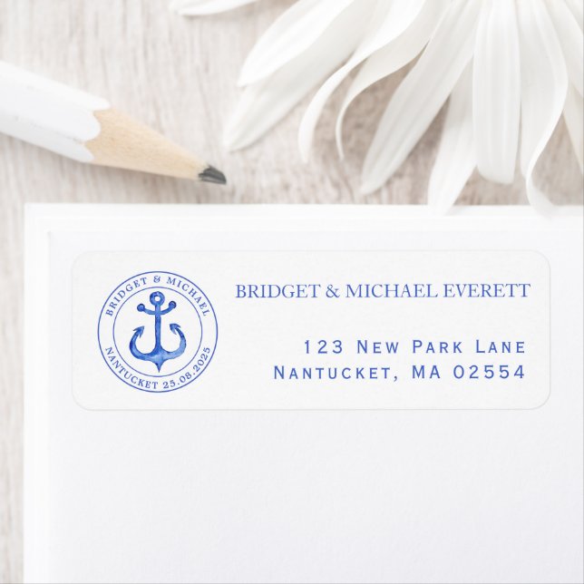 Étiquette Ancre bleue marine | Mariage personnalisé (En situation)