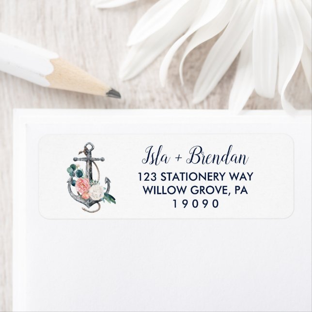 Étiquette Ancre florale | Mariage d'été (En situation)