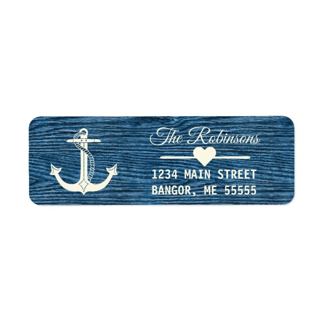 Étiquette Ancre nautique Rustic Blue Holiday Adresse de reto (Devant)