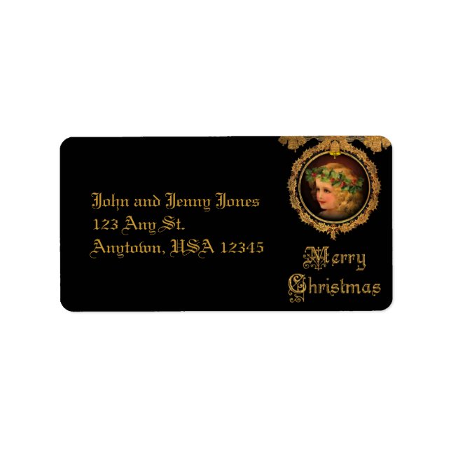 Étiquette Ange de Noël Vintage (Devant)