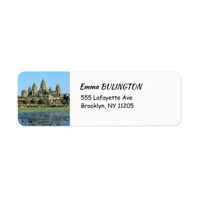 Étiquette Angkor Vat et réflexion dans le lac - Cambodge (Devant)