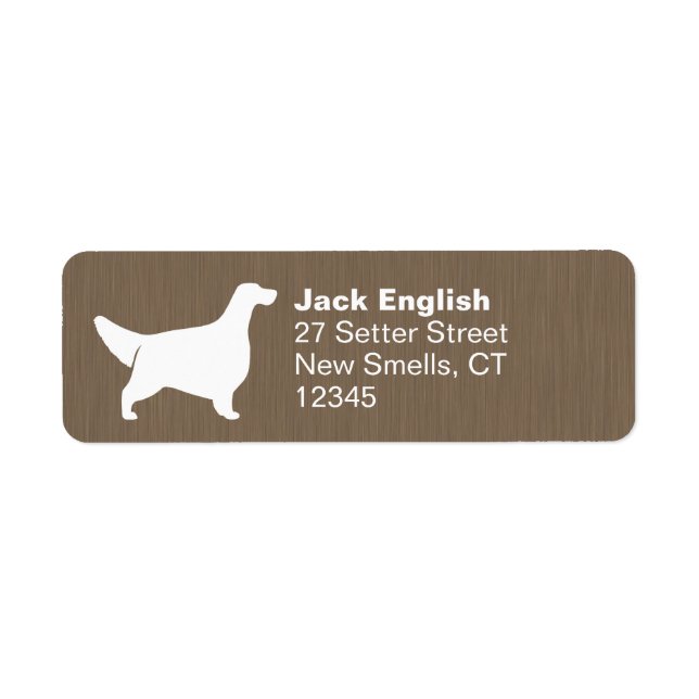 Étiquette Anglais Setter Chien Silhouette Adresse de retour (Devant)