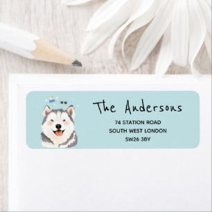 Étiquette Animaux de compagnie Sibérienne Husky Chien Illust