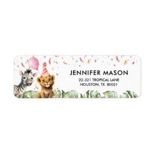 Étiquette Animaux de fête Jungle Anniversaire Invitation