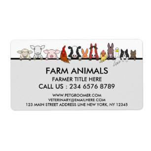 Étiquette Animaux de la ferme Mouton Poulet Vache client