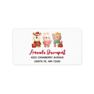 Étiquette Animaux de Noël en tenue festive