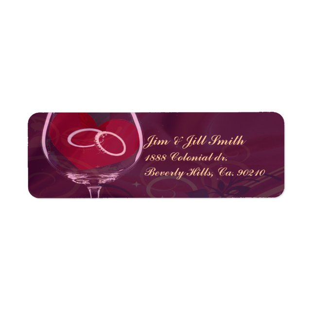 Étiquette Anneaux En Verre À Vin Mariage (Devant)