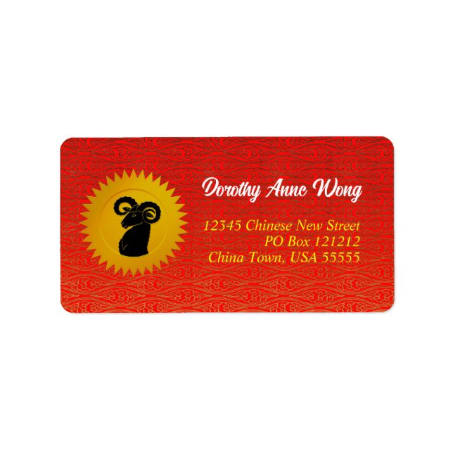 Étiquette Année de la chèvre Chinois Zodiaque Adresse animal (Devant)
