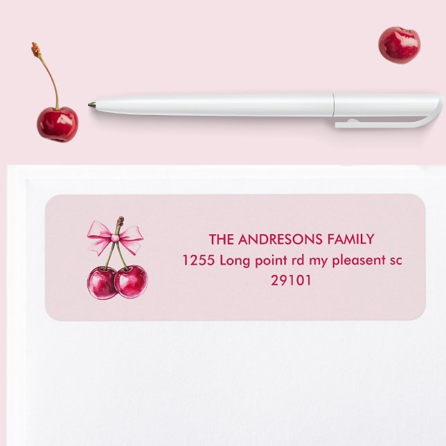 Étiquette Anniversaire de Cherry Pink (Créateur téléchargé)