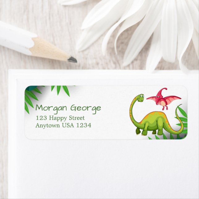 Étiquette Anniversaire de enfant d'aventure Dinosaur Jungle  (En situation)