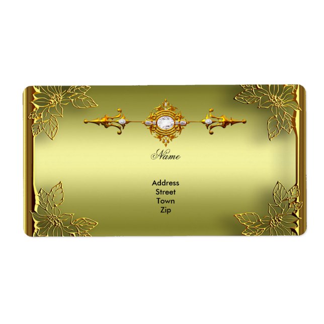 Étiquette Anniversaire du Fiançailles d'or Vert Elite Avocad (Devant)