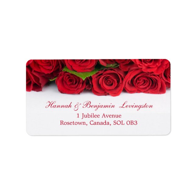 Étiquette Anniversaire du Mariage des roses rouges (Devant)