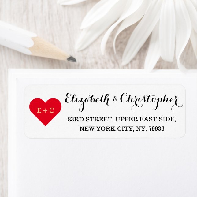 Étiquette Anniversaire du Mariage du coeur de Monogramme per (En situation)