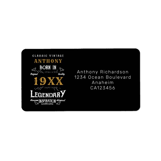 Étiquette Anniversaire Personnalisé Retro Vintage Monogram T (Devant)