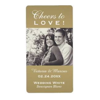 Étiquette Antique Cheers to Love Mariage Photo Bouteille de 