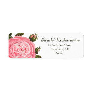 Étiquette Antique Rose Formal Elegant Feminine Floral Pink