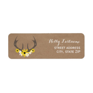 Étiquette Antlers et Fleurs sauvages inspirés par le carton
