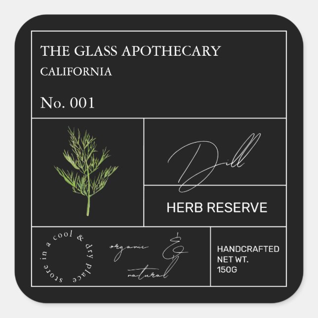 Étiquette Apothecary Dill (Devant)
