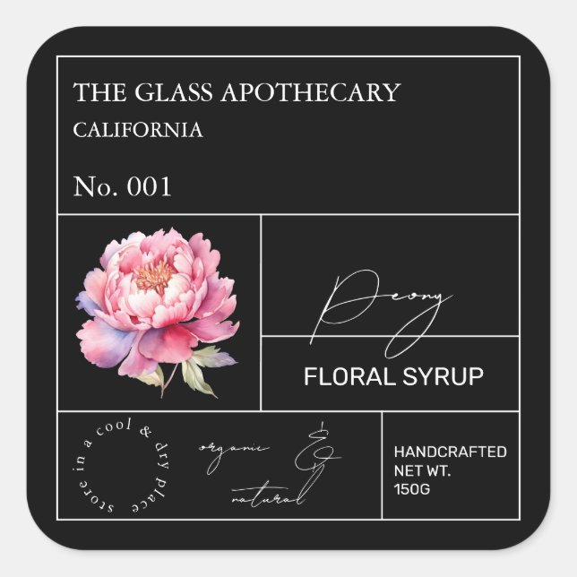 Étiquette Apothecary Peony (Devant)