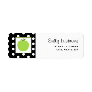 Étiquette Apple vert/noir avec le pois blanc