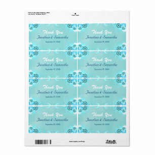 Étiquette Aqua Bleu Turquoise Floral Gros Mariage Favoriser
