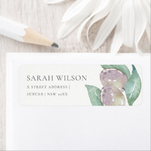 ÉTIQUETTE AQUA BLUE GREEN WATERCOLOR FOLIAGE ADRESSE OLIVE