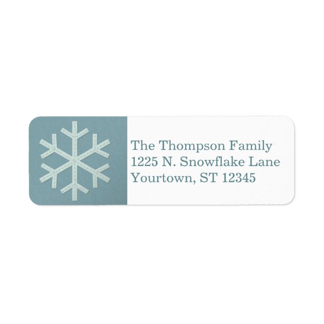 Étiquette Aqua Blue Snowflake Faux Felt / Broderie Personnal (Devant)