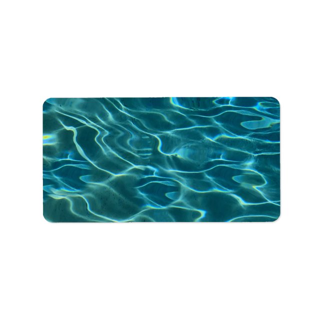 Étiquette Aqua Blue Water Motif, ondulations océaniques (Devant)