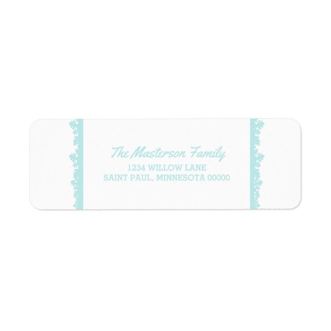 Étiquette Aqua Snowflake Cadre vacances (Devant)