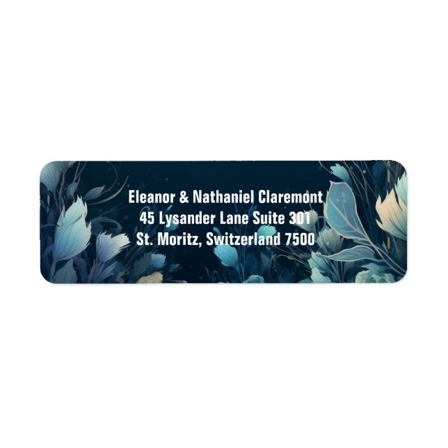Étiquette Aquamarine foncée et Mariage Floral bleu Turquoise (Devant)