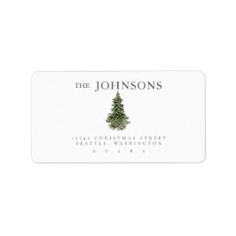 Étiquette Aquarelle Arbre de Noël Adresse de retour